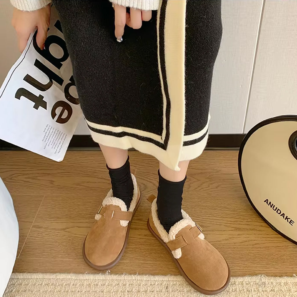 Closed back lined clog loafers for women