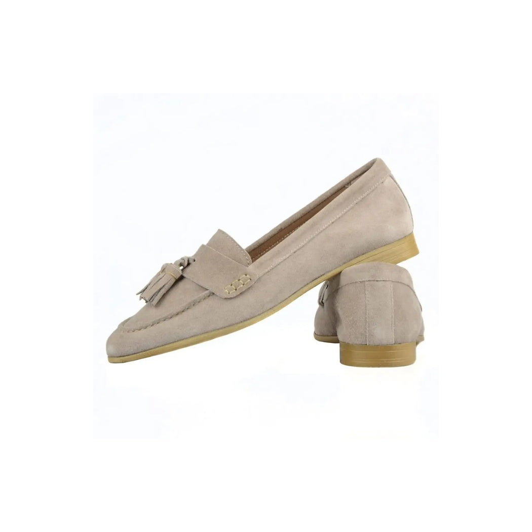 Women's suede flat tassel loafers