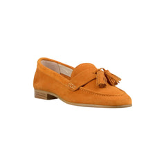 Women's suede flat tassel loafers, Orange