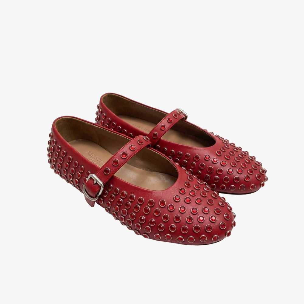 Women's rubber Mary Jane loafer flats with crystals