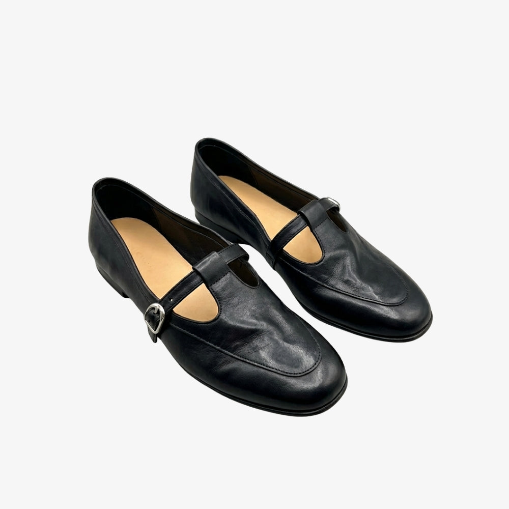 Women's vintage faux leather loafer flats