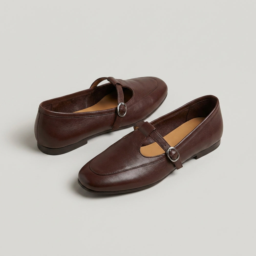 Women's vintage faux leather loafer flats