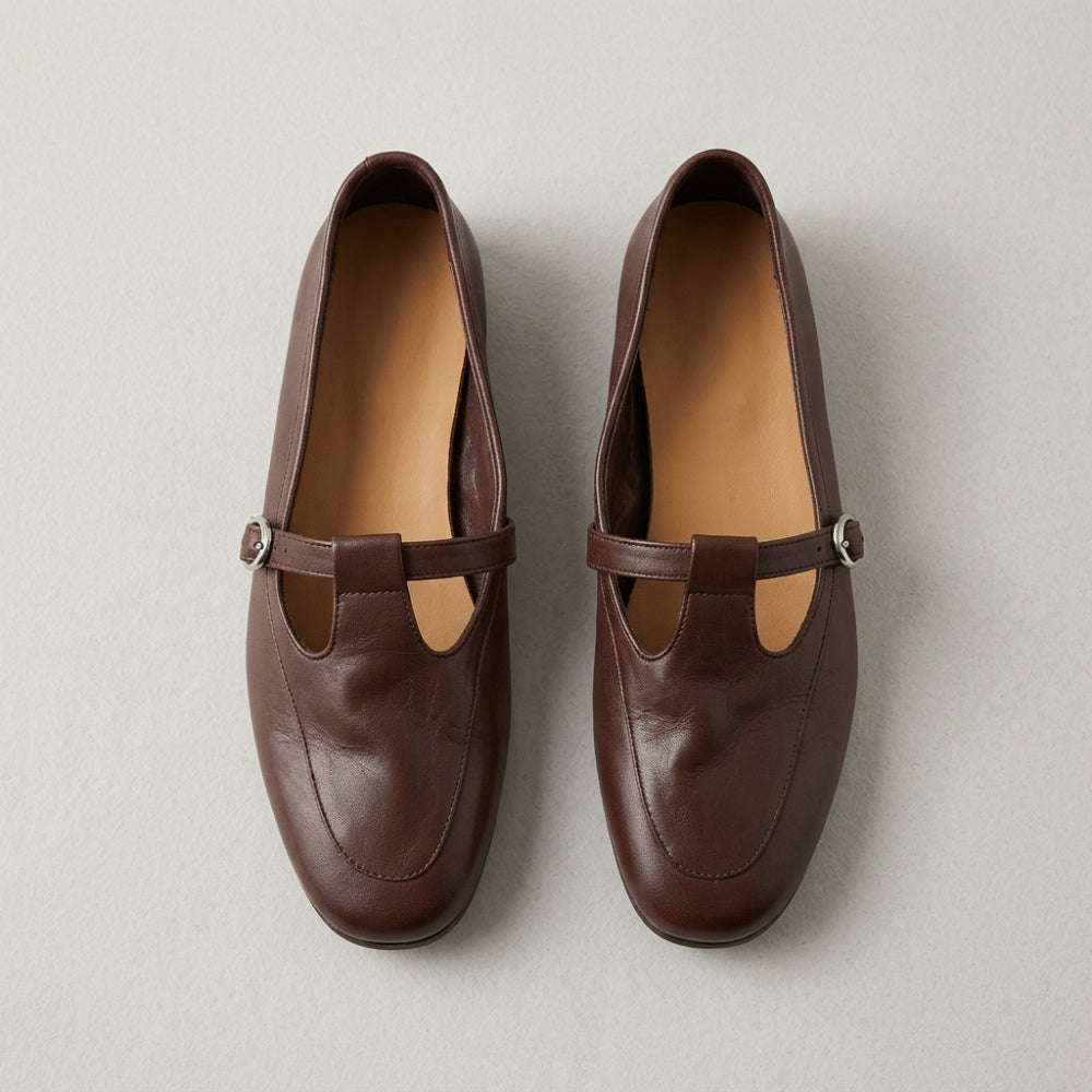 Women's vintage faux leather loafer flats