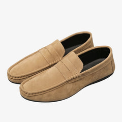 Men's synthetic suede penny loafer-style loafers, Beige