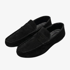 Men's synthetic suede penny loafer-style loafers, Black