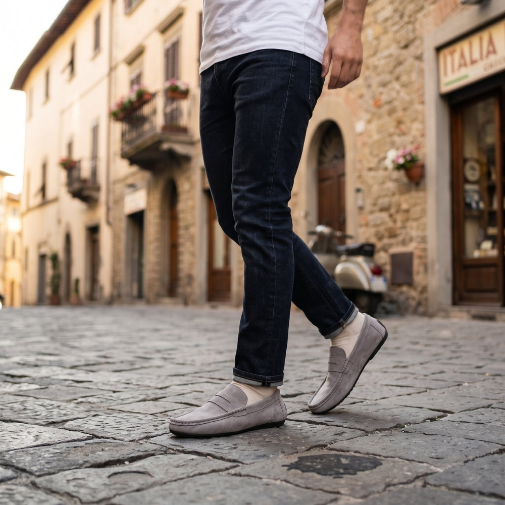 Men's synthetic suede penny loafer-style loafers