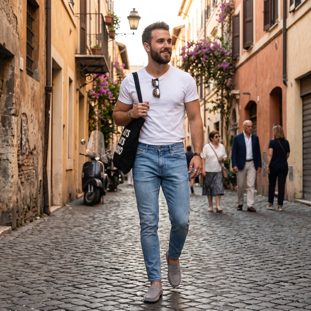 Men's synthetic suede penny loafer-style loafers