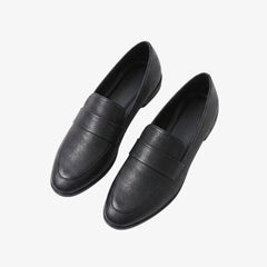 Women's minimalist faux leather loafers, Black
