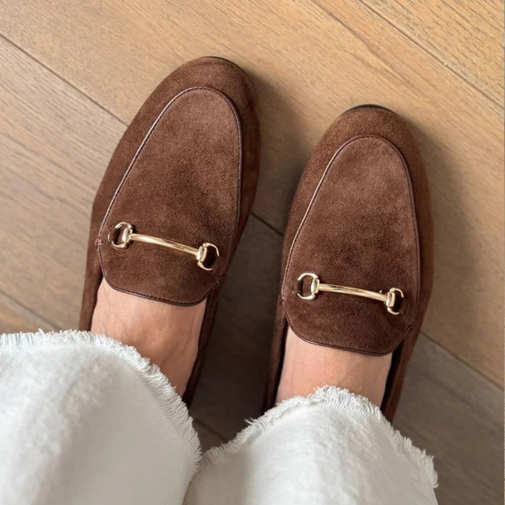 Women's genuine suede horsebit loafers