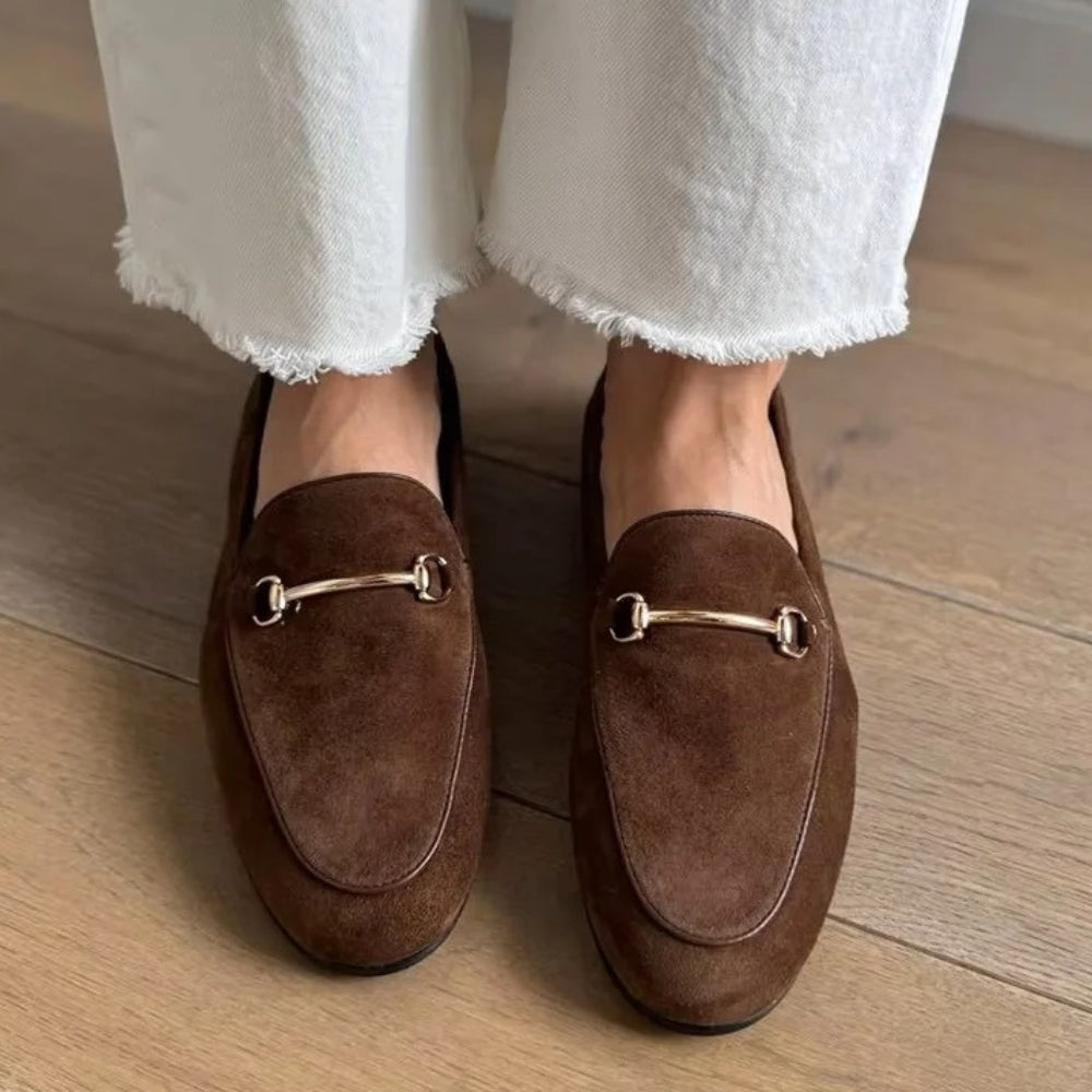 Women's genuine suede horsebit loafers