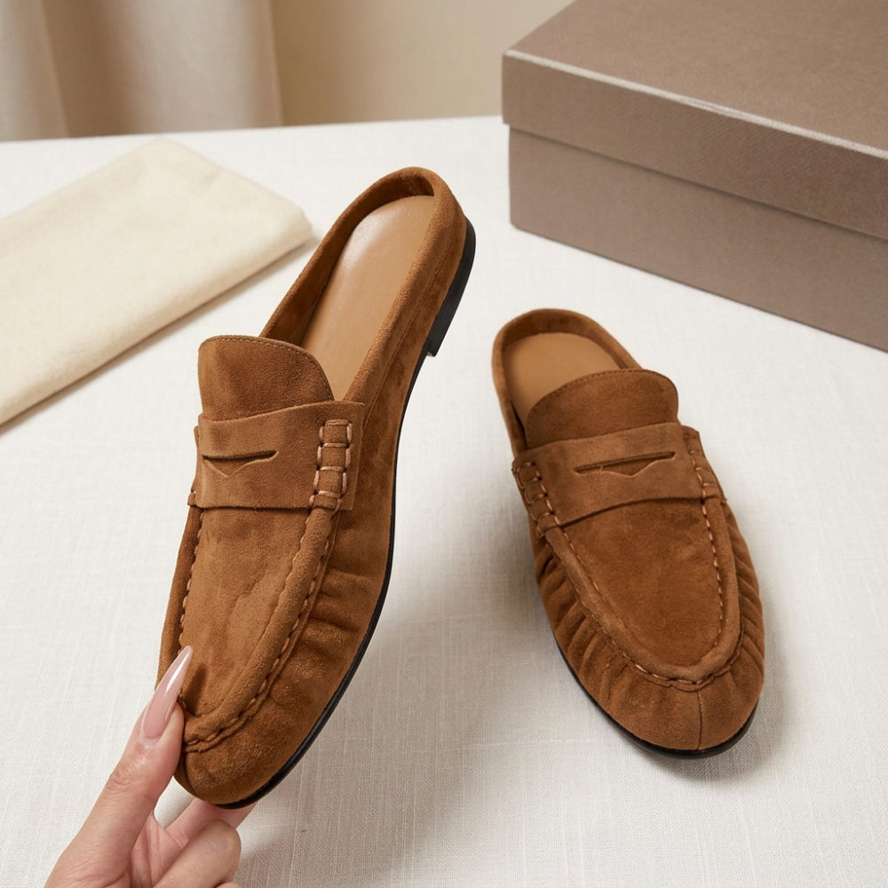 Women's genuine suede mule loafers