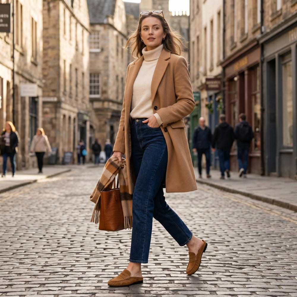 Women's genuine suede mule loafers