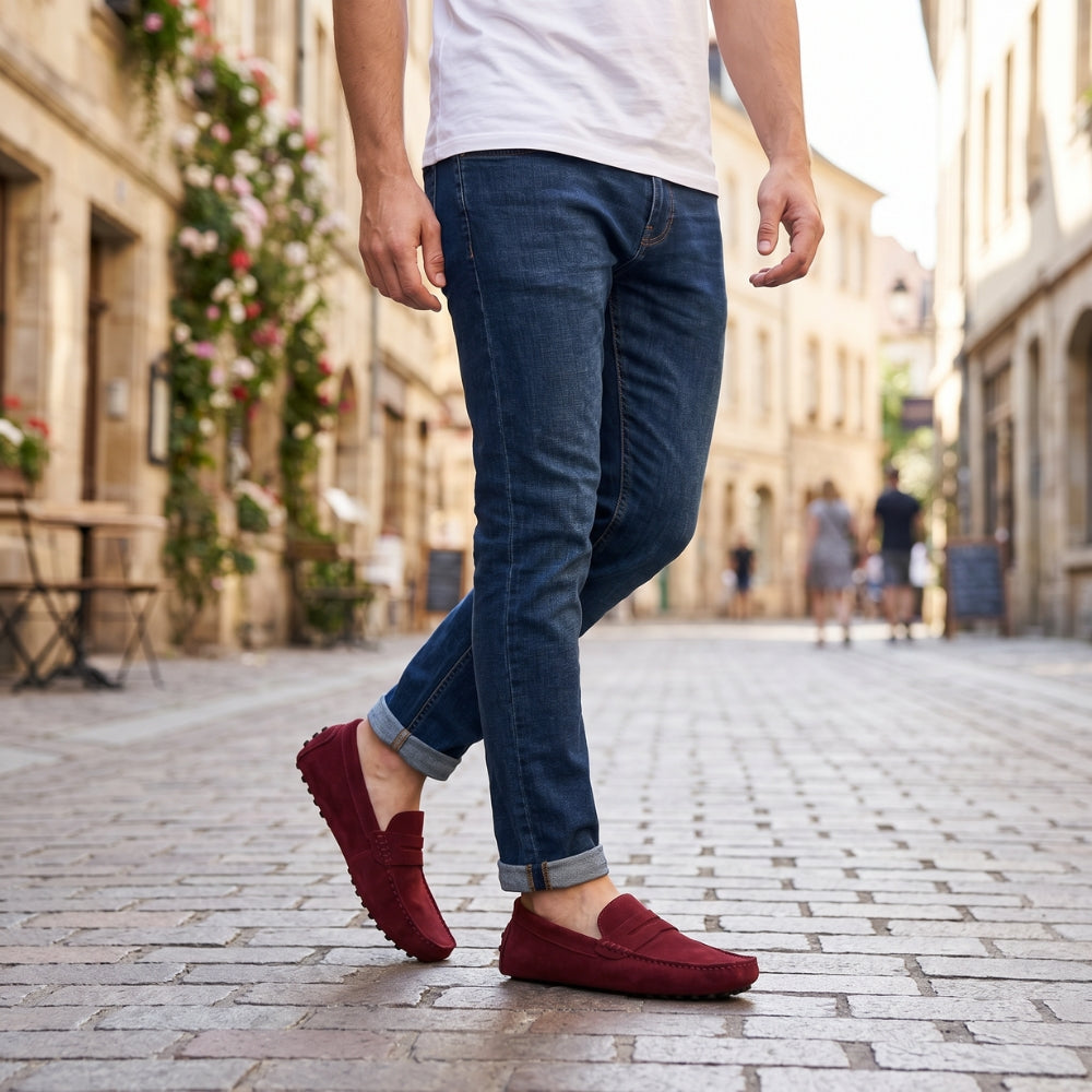 Men's suede penny loafers