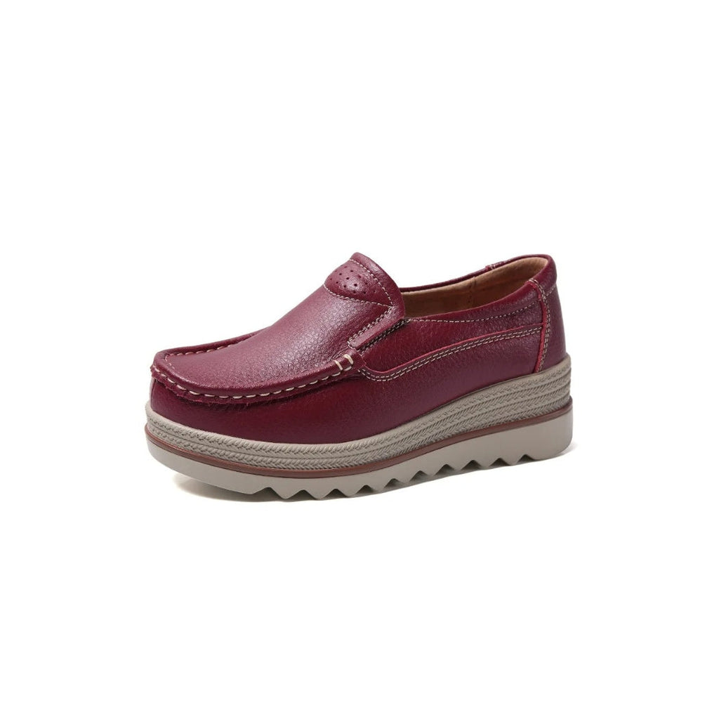 Women's synthetic leather wedge loafers