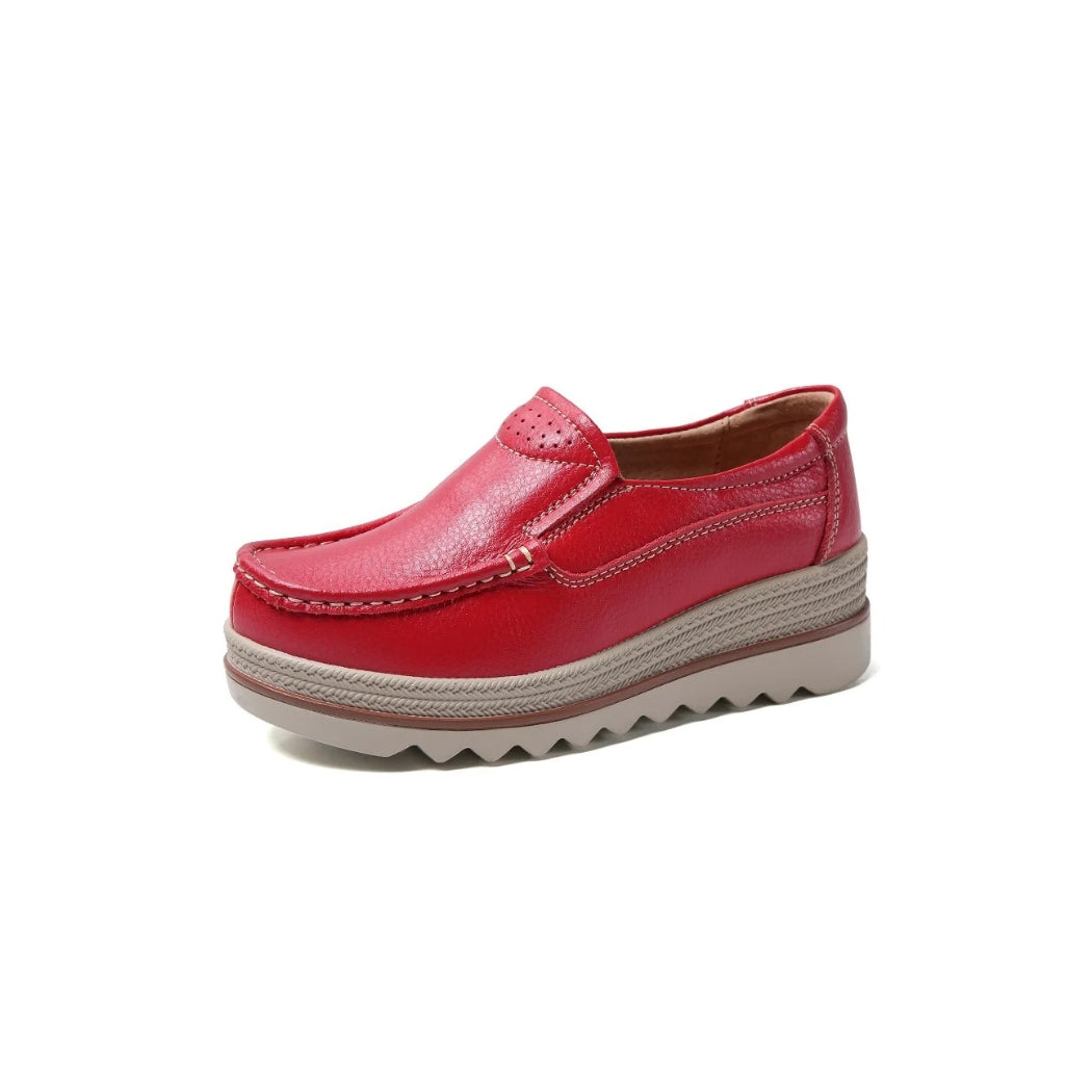 Women's synthetic leather wedge loafers