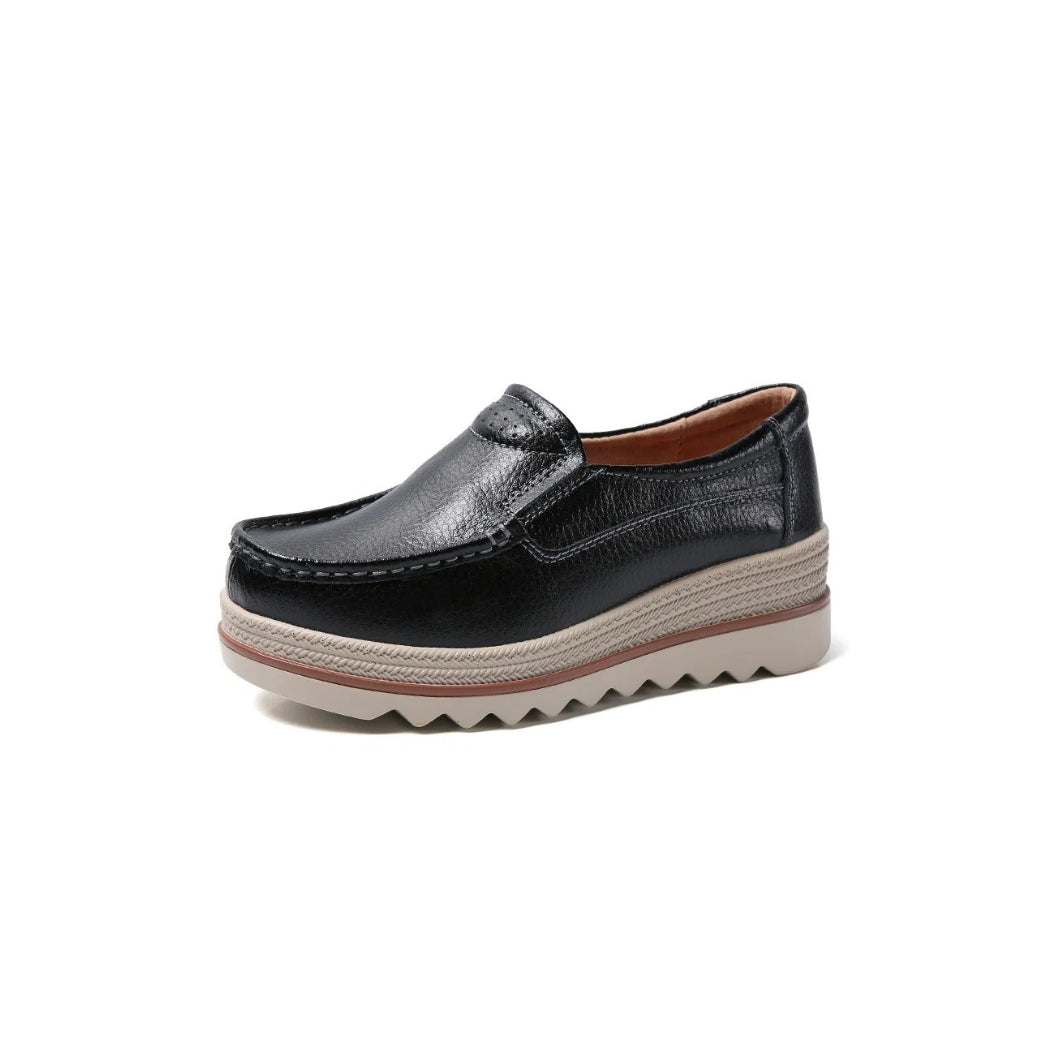 Women's synthetic leather wedge loafers