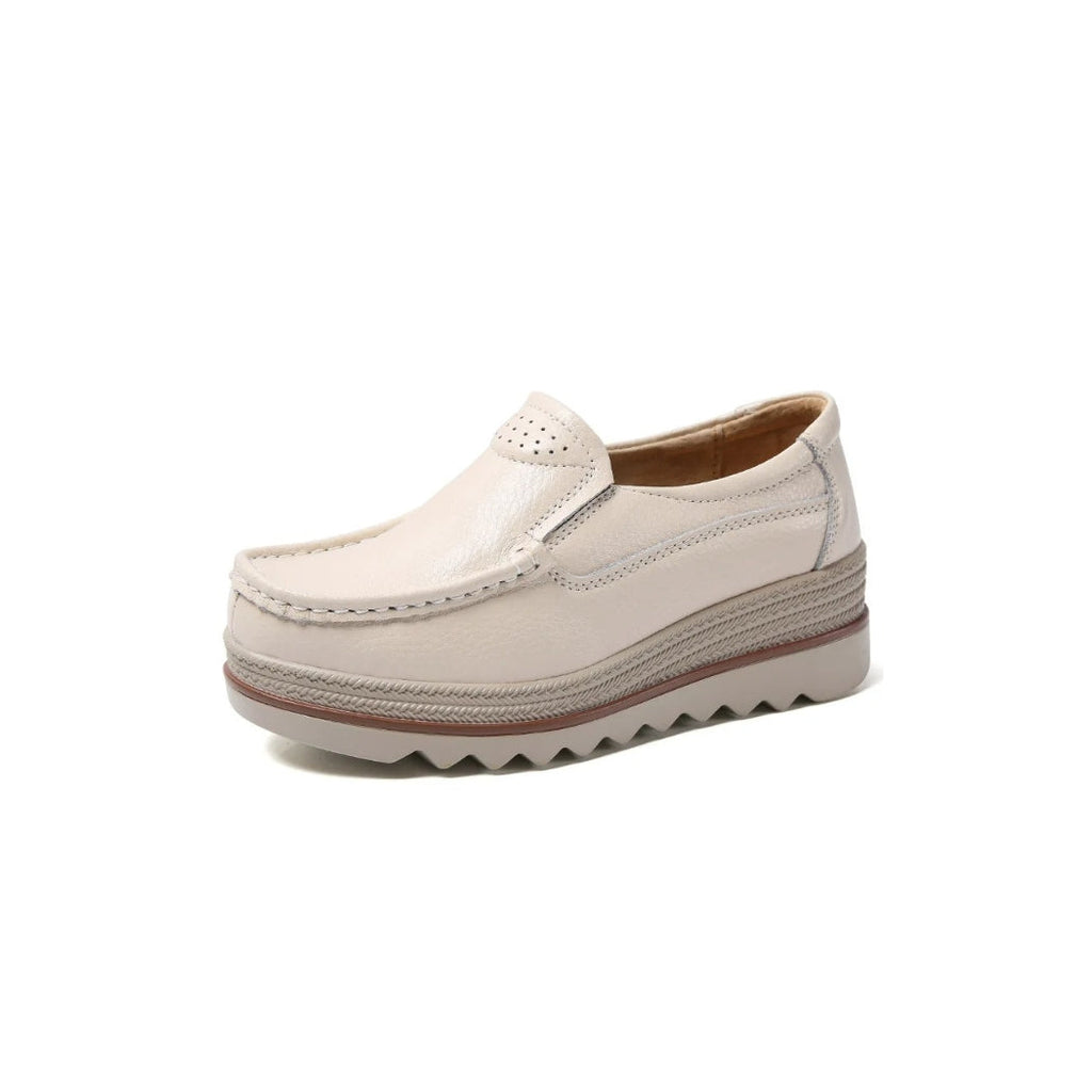 Women's synthetic leather wedge loafers