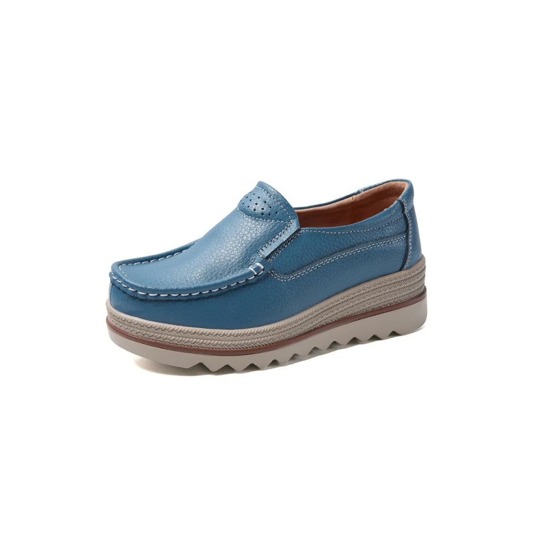 Women's synthetic leather wedge loafers