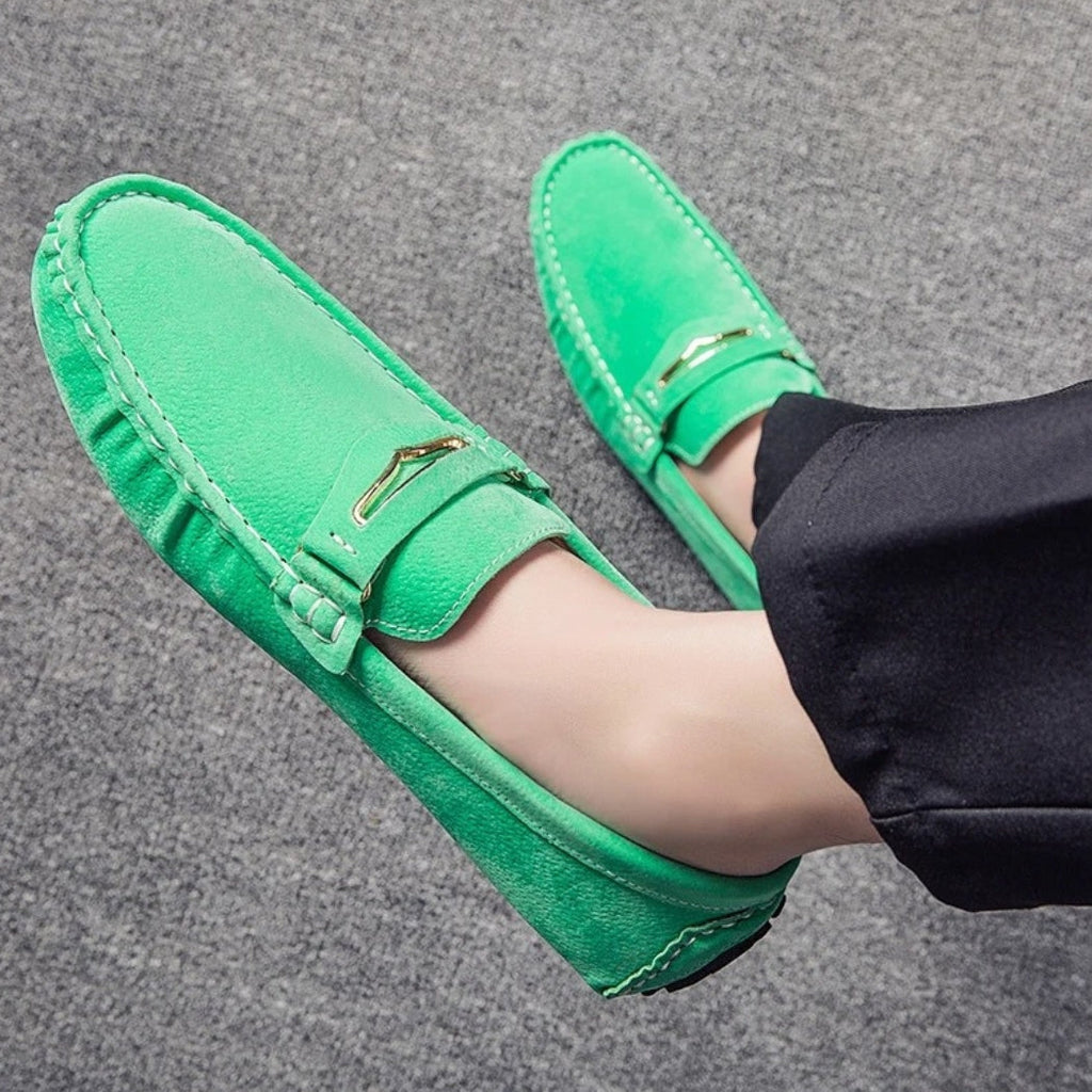 Men's comfortable colorful suede loafers
