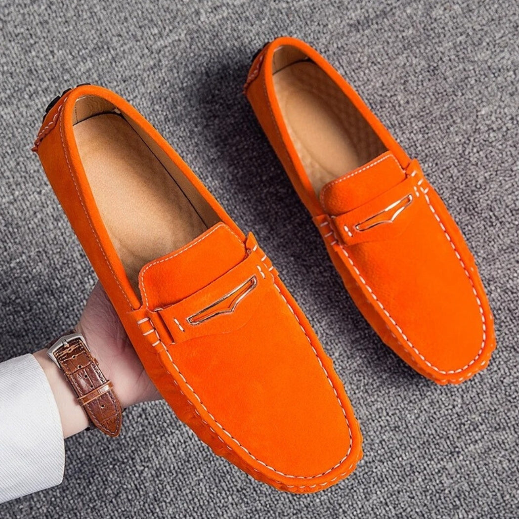 Men's comfortable colorful suede loafers