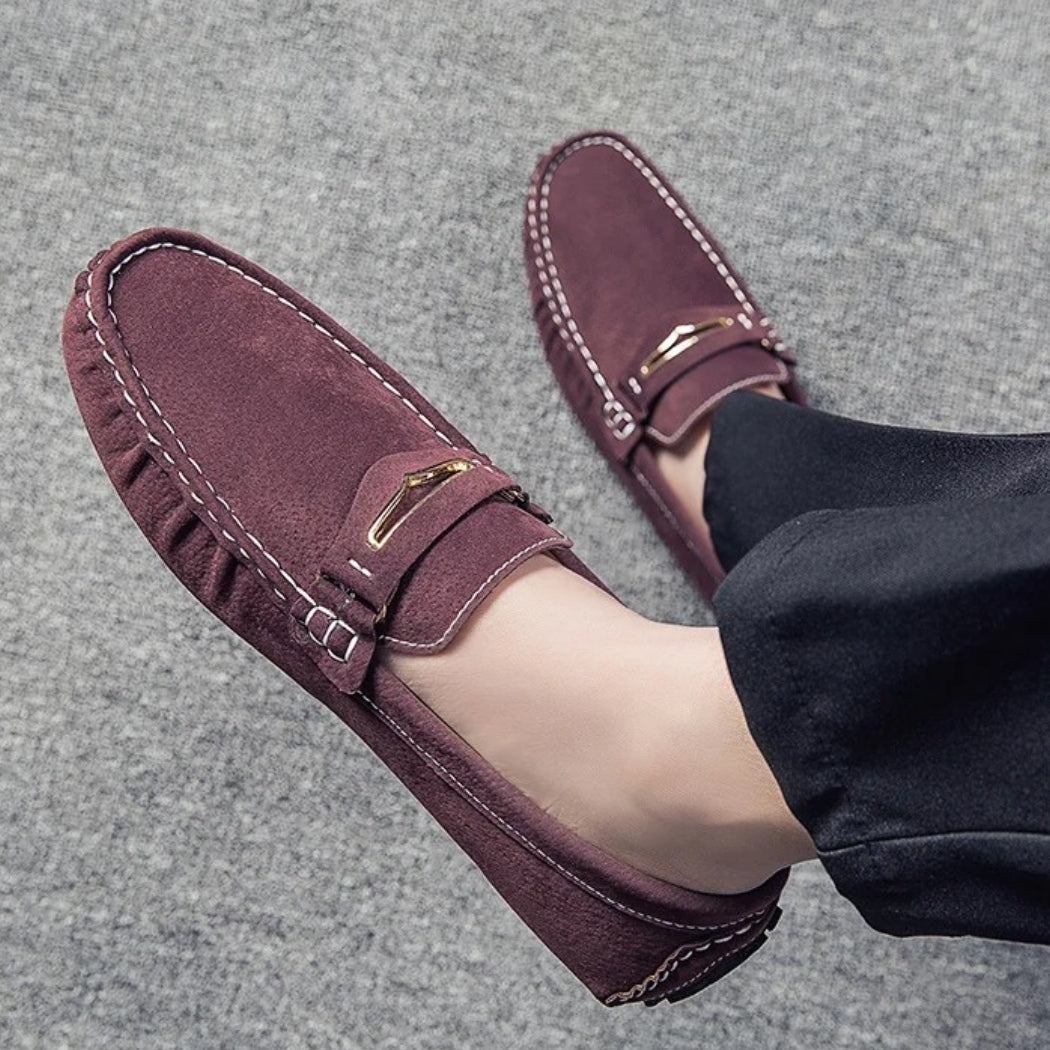 Men's comfortable colorful suede loafers