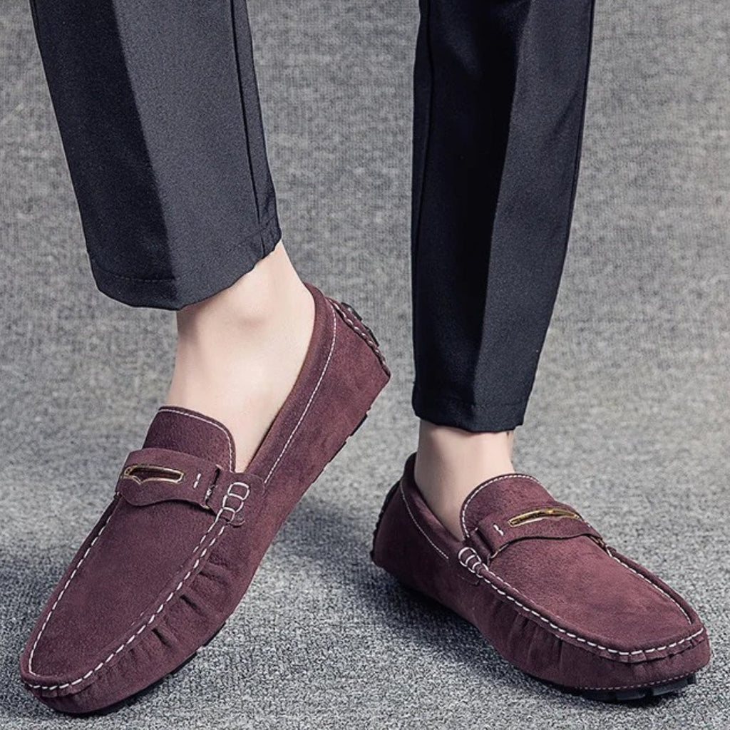 Men's comfortable colorful suede loafers