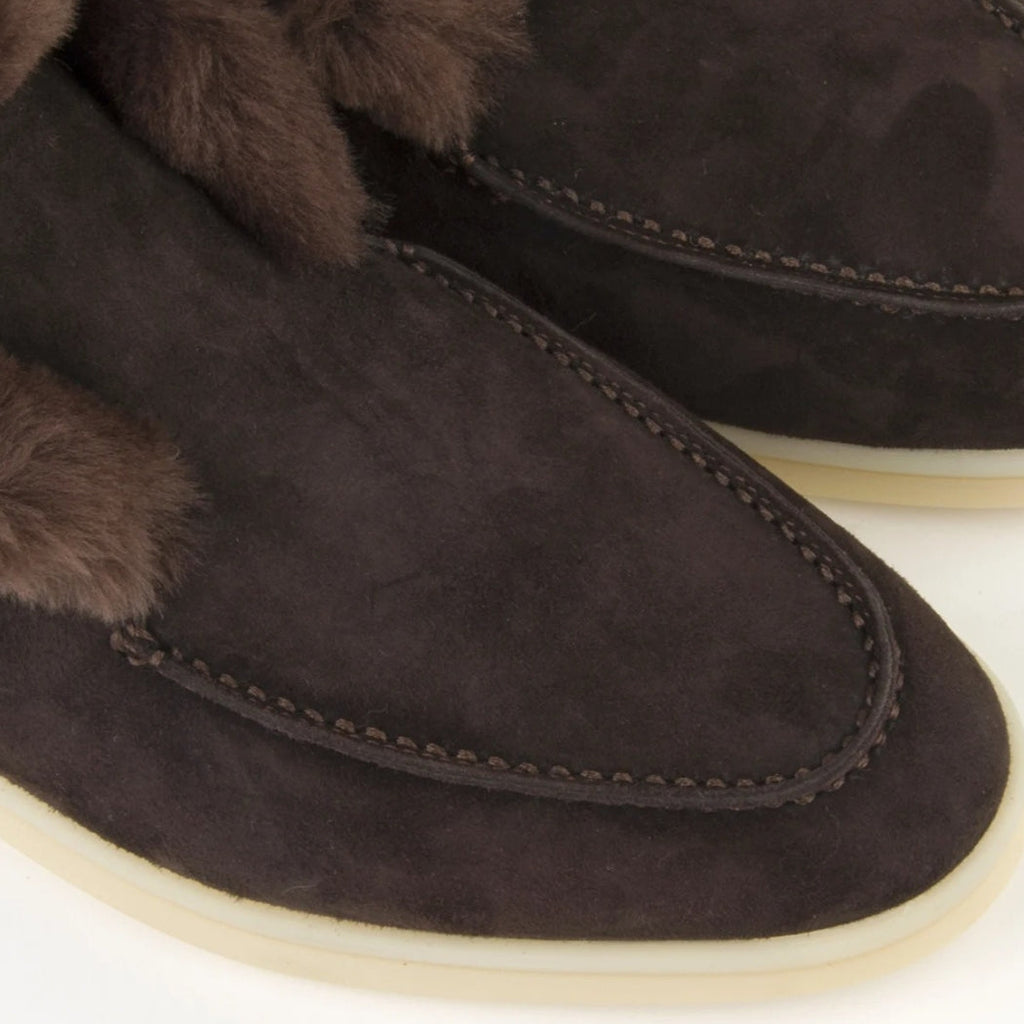 Women's suede loafers with a warm plush lining