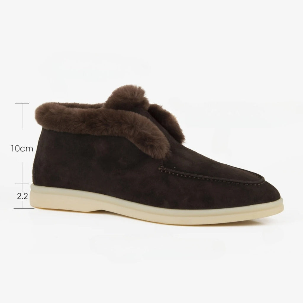 Women's suede loafers with a warm plush lining