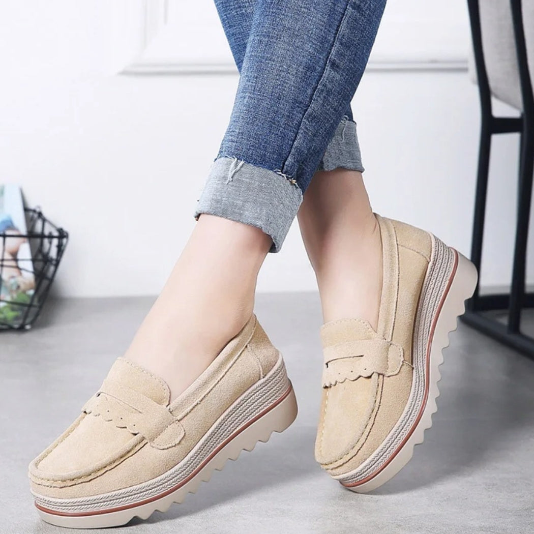 Women's suede wedge loafers for all-day comfort