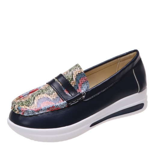 Sneaker-style wedge loafers with shiny details