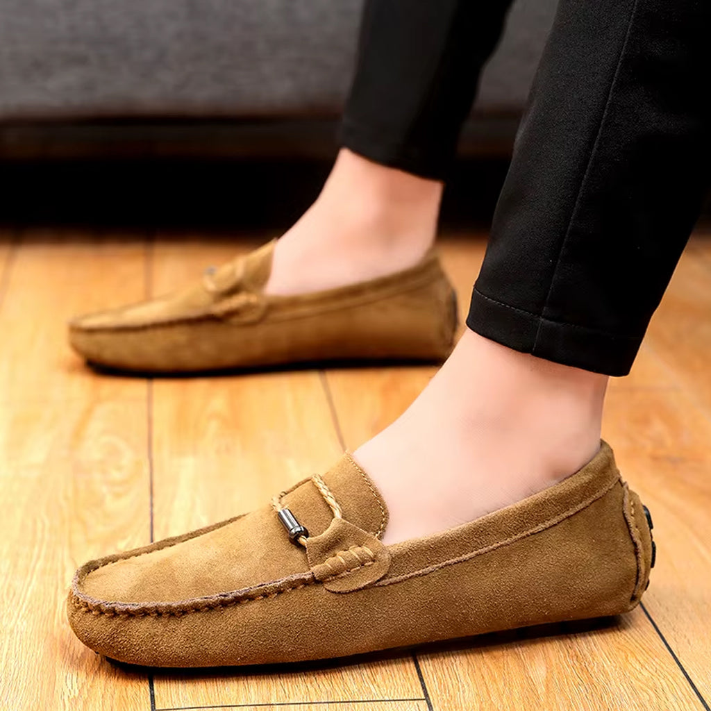 Suede boat loafers for men