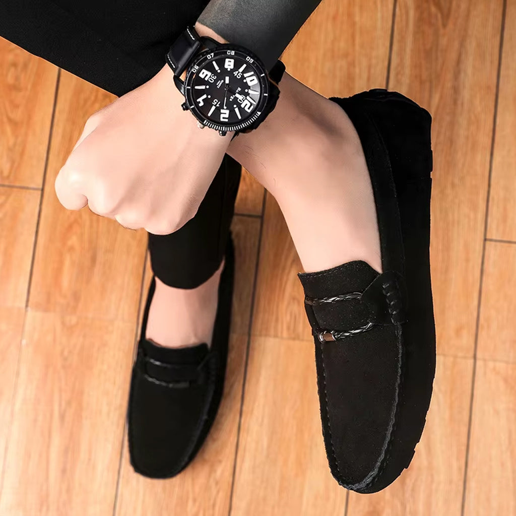 Suede boat loafers for men