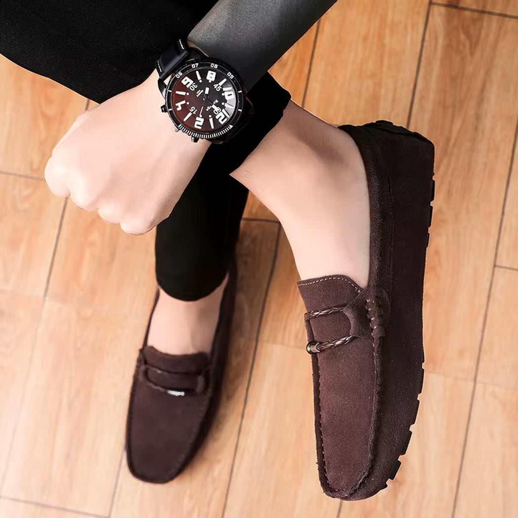 Suede boat loafers for men