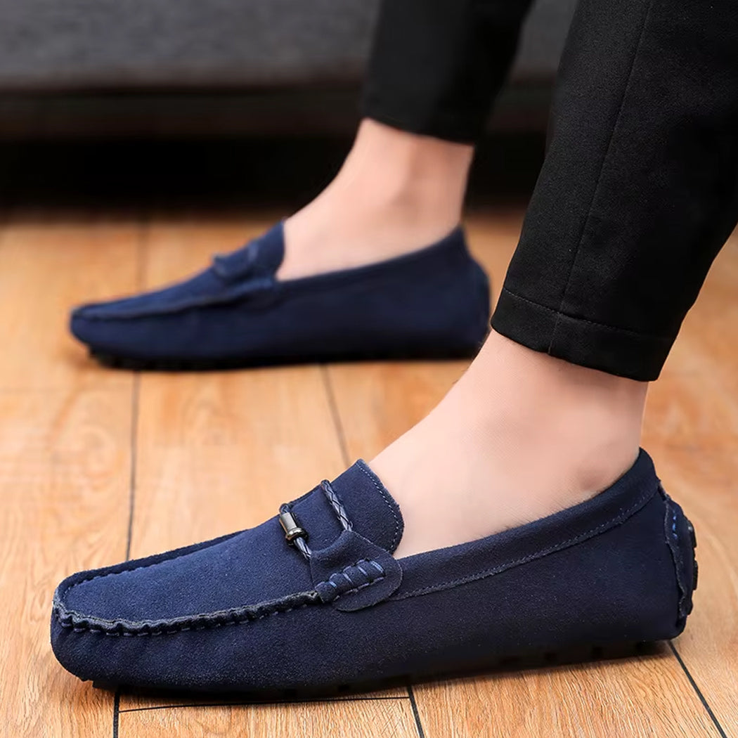 Suede boat loafers for men