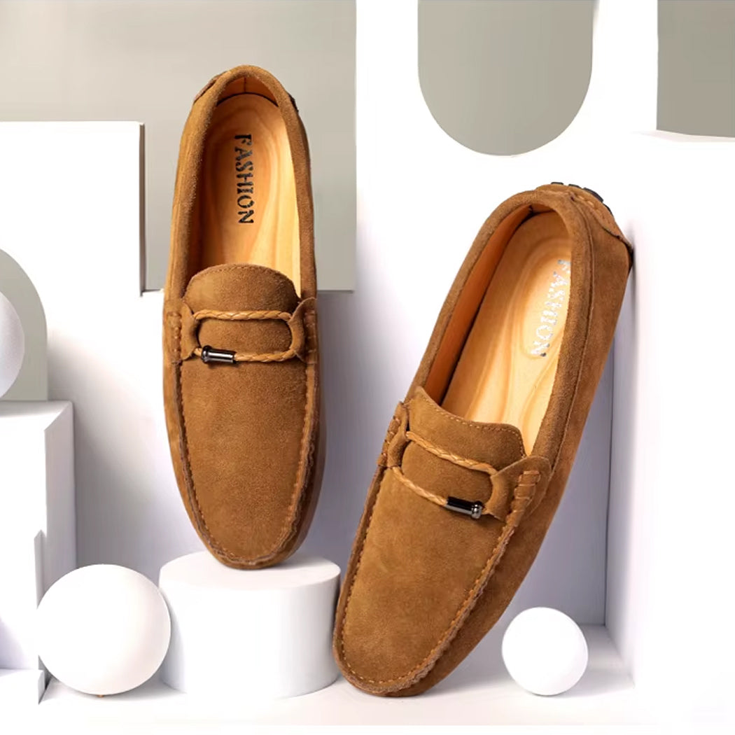 Suede boat loafers for men
