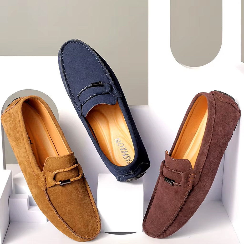 Suede boat loafers for men