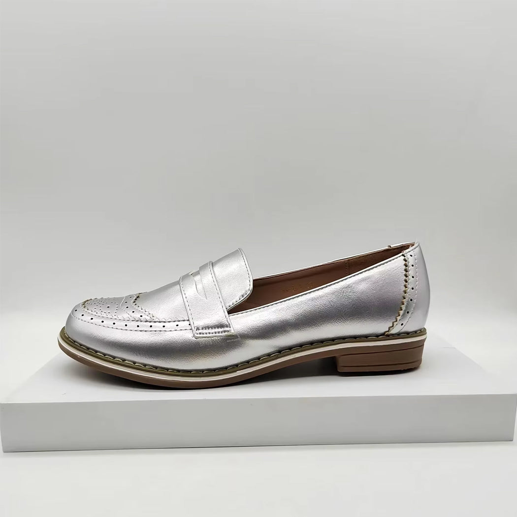 Silver chic loafers for women
