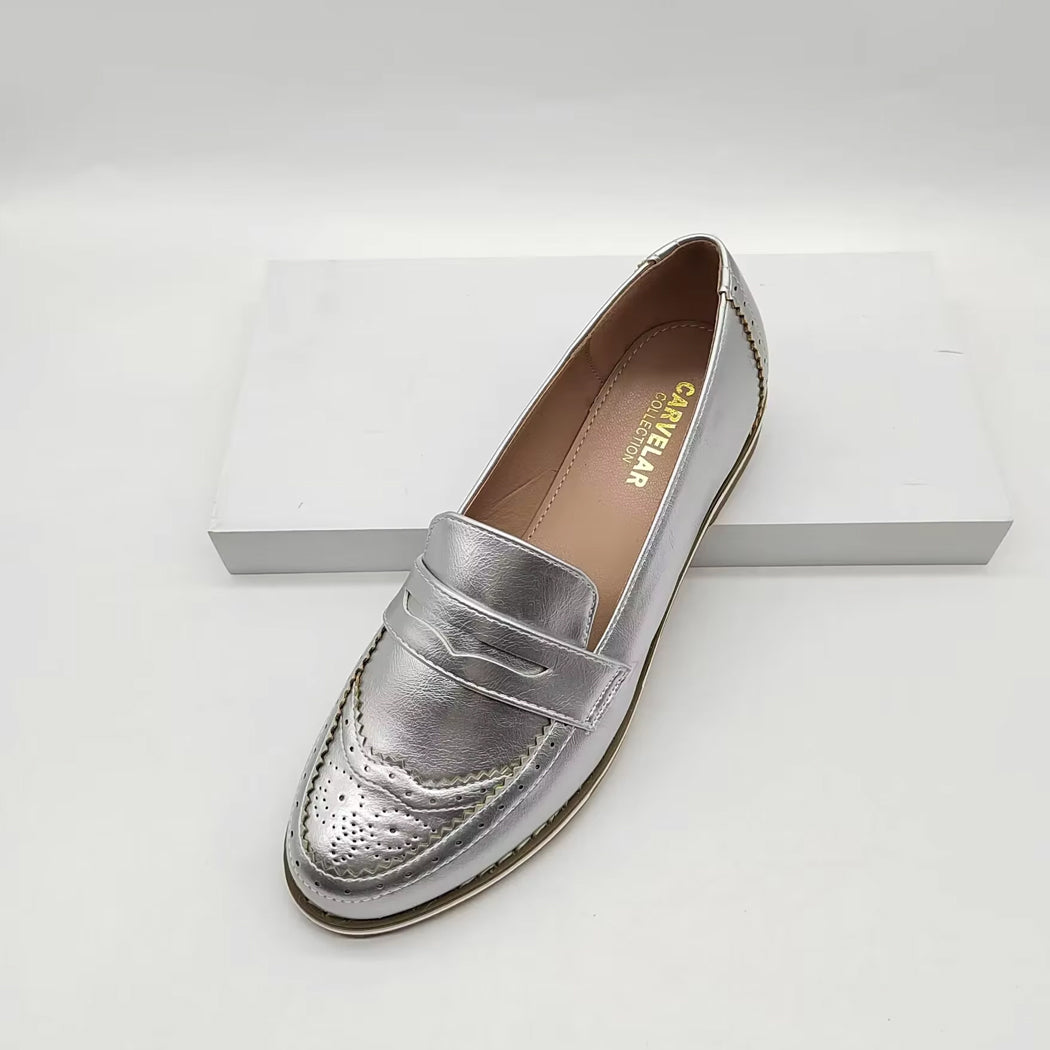 Silver chic loafers for women