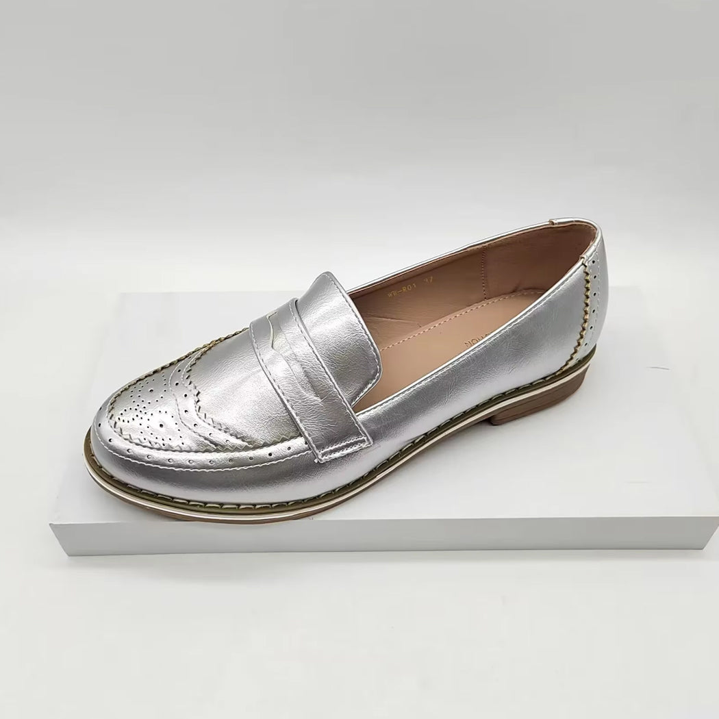 Silver chic loafers for women
