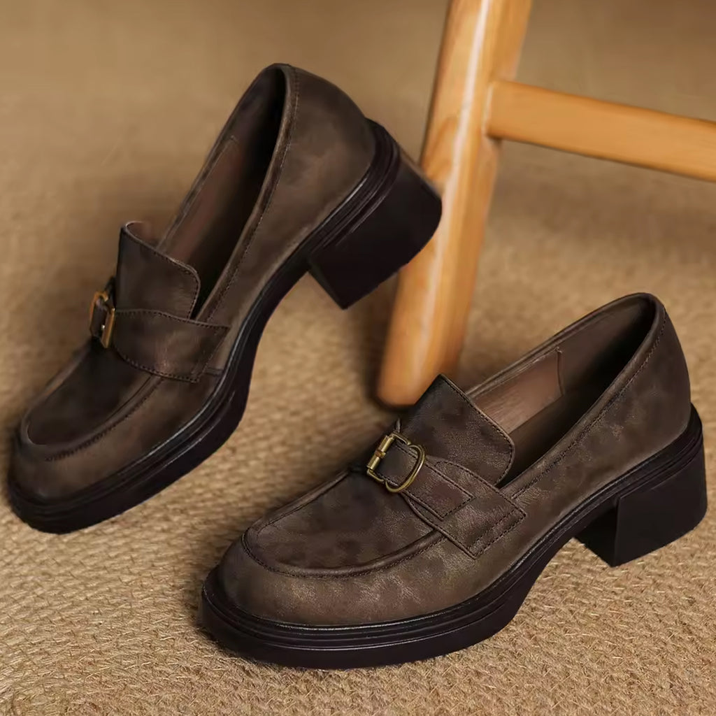 Genuine leather leopard loafers