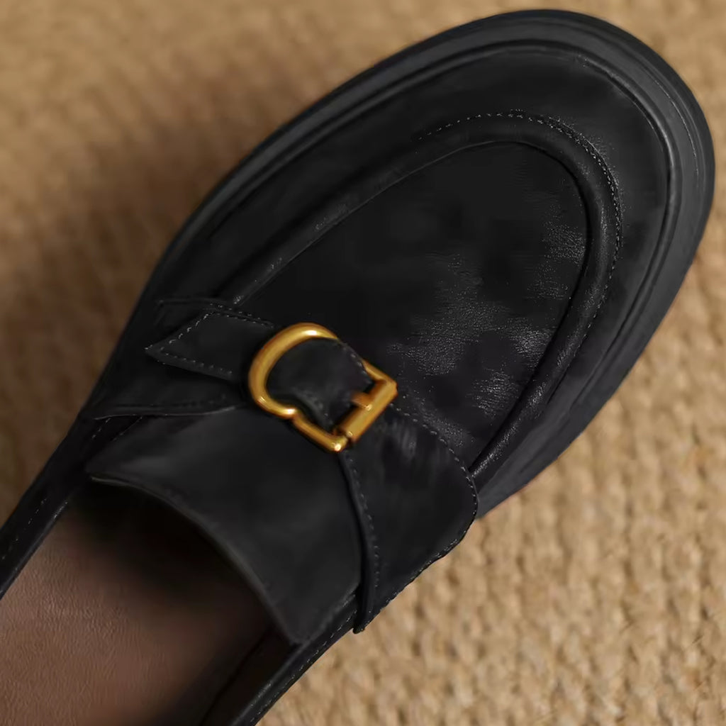 Genuine leather leopard loafers