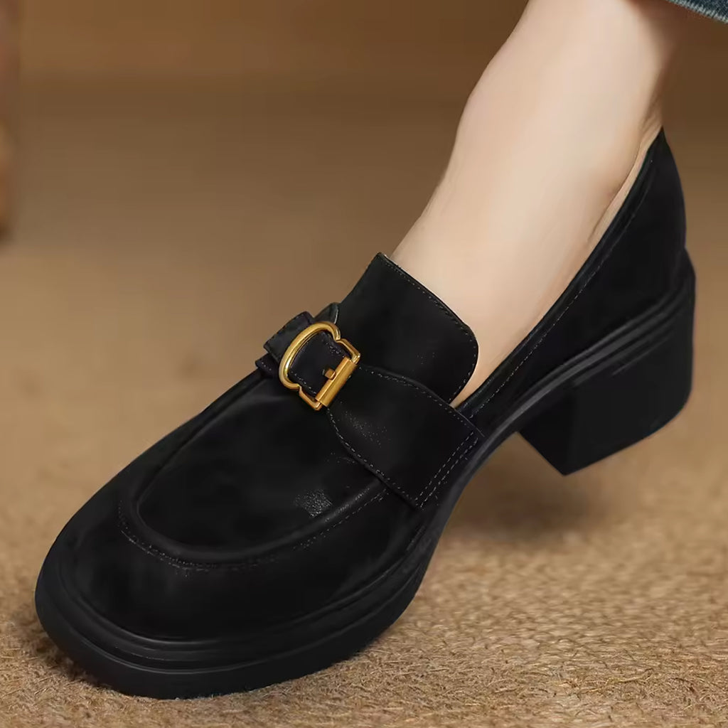 Genuine leather leopard loafers