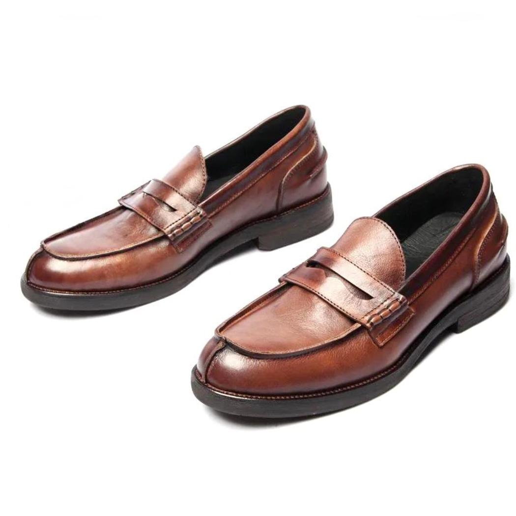 Men's genuine leather loafers in brown or black