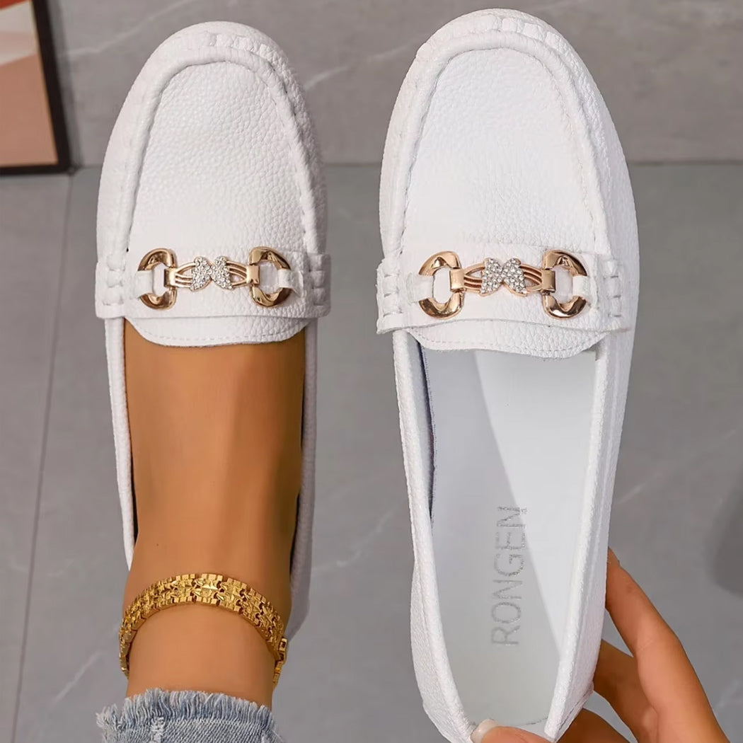 Casual loafers with chain and rhinestone details