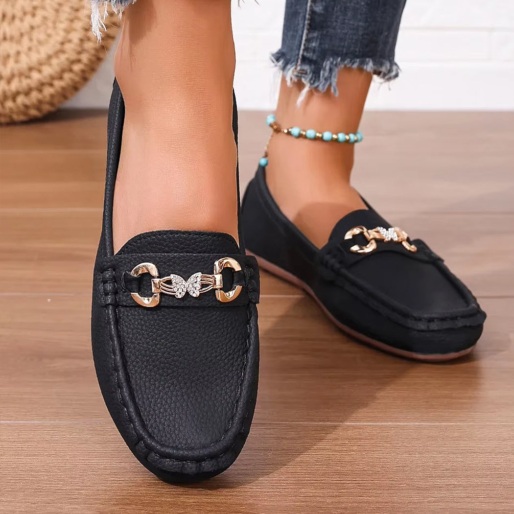 Casual loafers with chain and rhinestone details