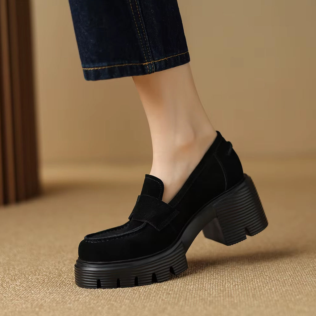 Elegant suede platform loafers
