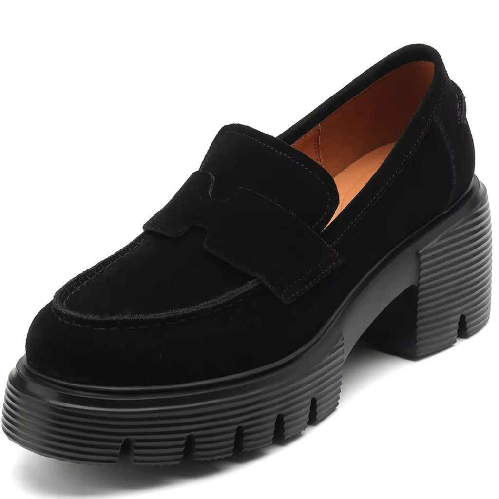 Elegant suede platform loafers