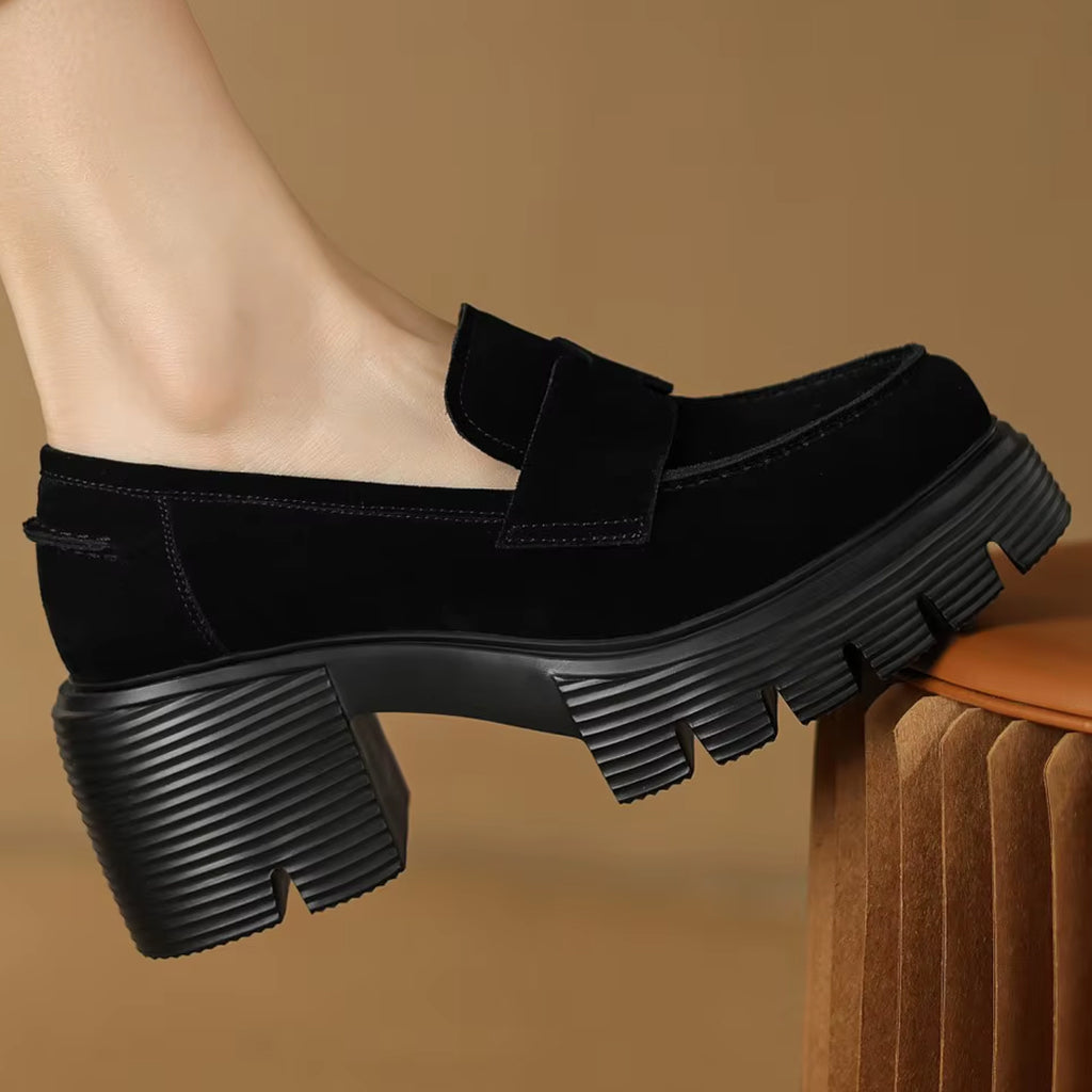 Elegant suede platform loafers