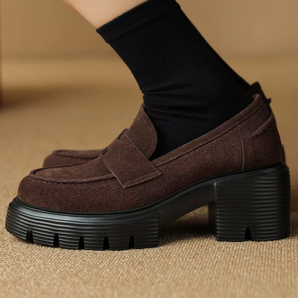 Elegant suede platform loafers