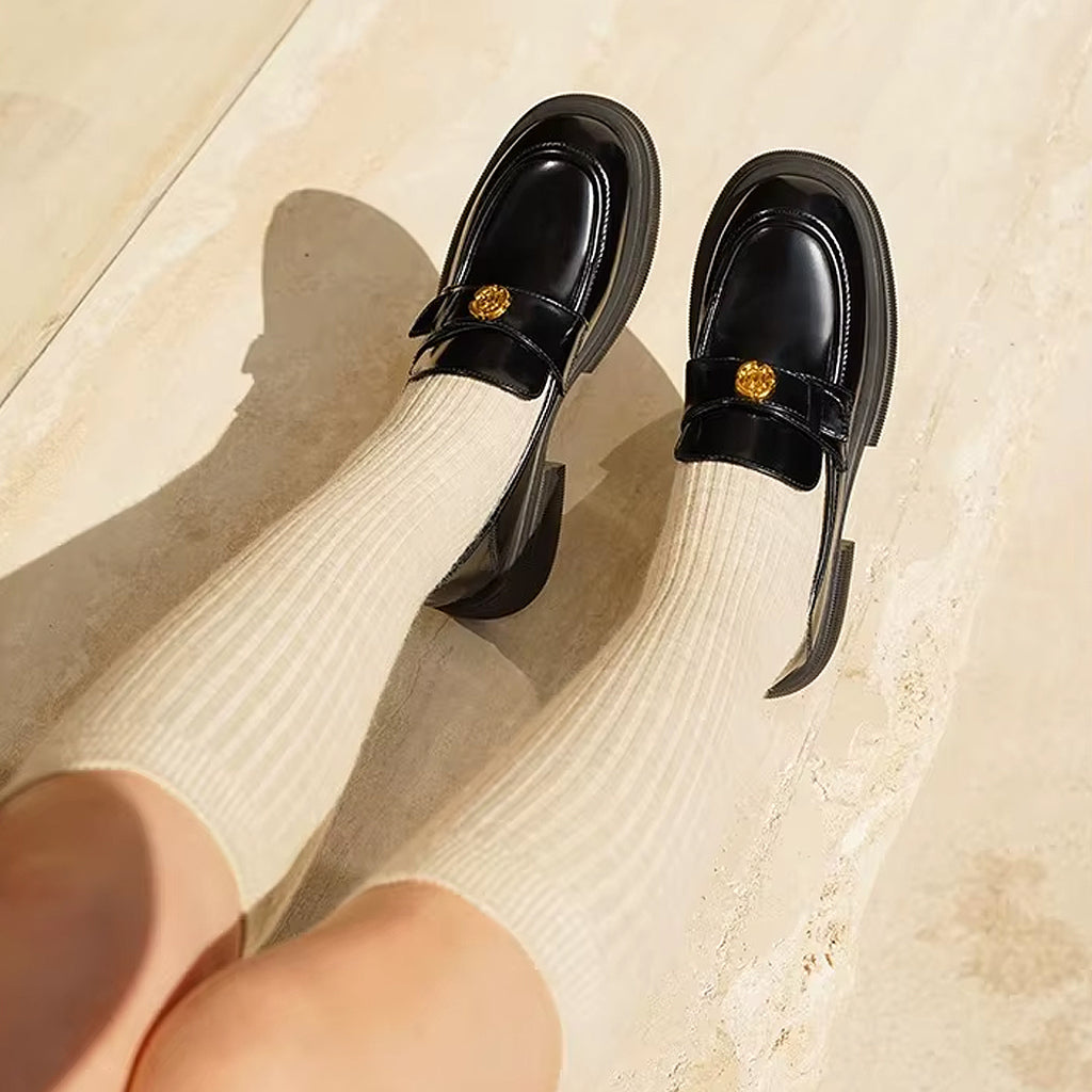 Platform loafers with flower details